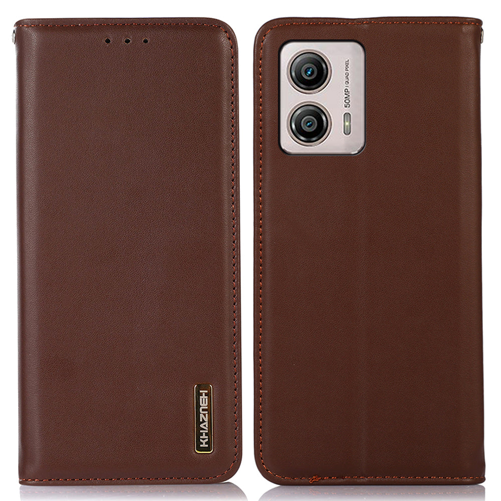 KHAZNEH For Motorola Moto G53 5G Nappa Texture Shockproof Phone Case Genuine Cowhide Leather Flip Wallet Cover Stand KHAZNEH For Motorola Moto G53 5G Nappa Texture Shockproof Phone Case Genuine Cowhide Leather Flip Wallet Cover Stand